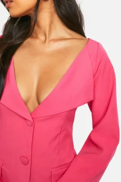 Blazer Dresses*boohoo Bardot Blazer Dress hot pink