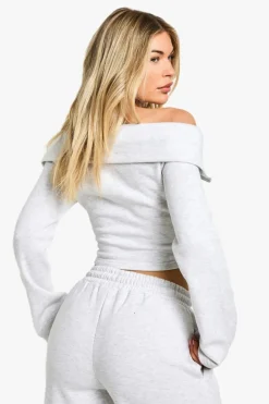 Sweatshirts*boohoo Bardot Long Sleeve Zip Through Sweatshirt ash grey