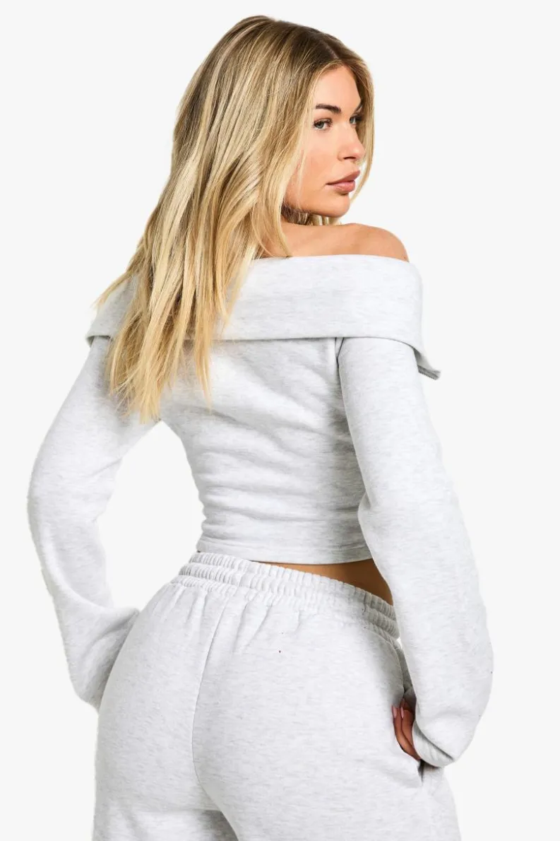 Sweatshirts*boohoo Bardot Long Sleeve Zip Through Sweatshirt ash grey