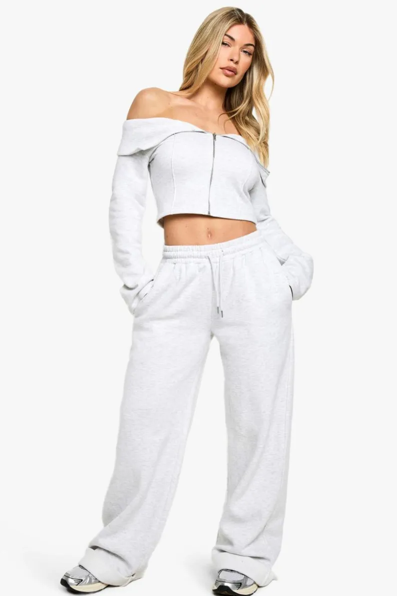Sweatshirts*boohoo Bardot Long Sleeve Zip Through Sweatshirt ash grey