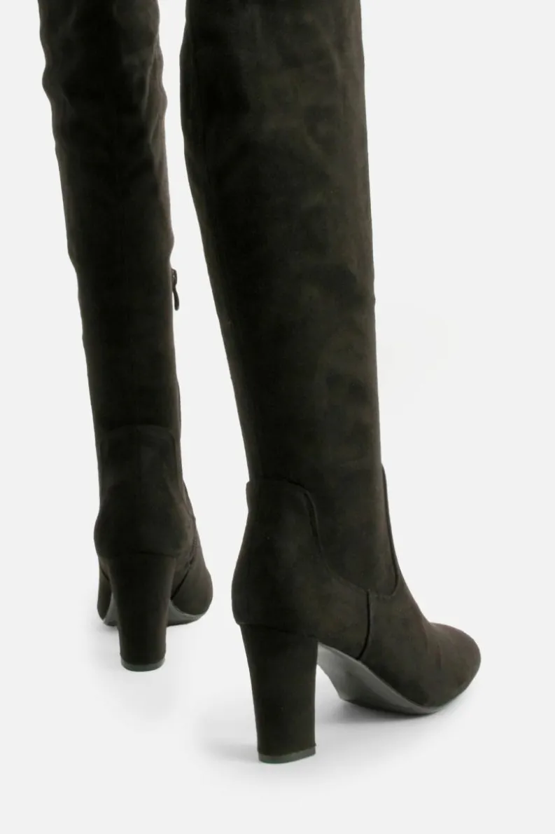 Heels|Over The Knee Boots*boohoo Basic Block Heel Over The Knee Boots black