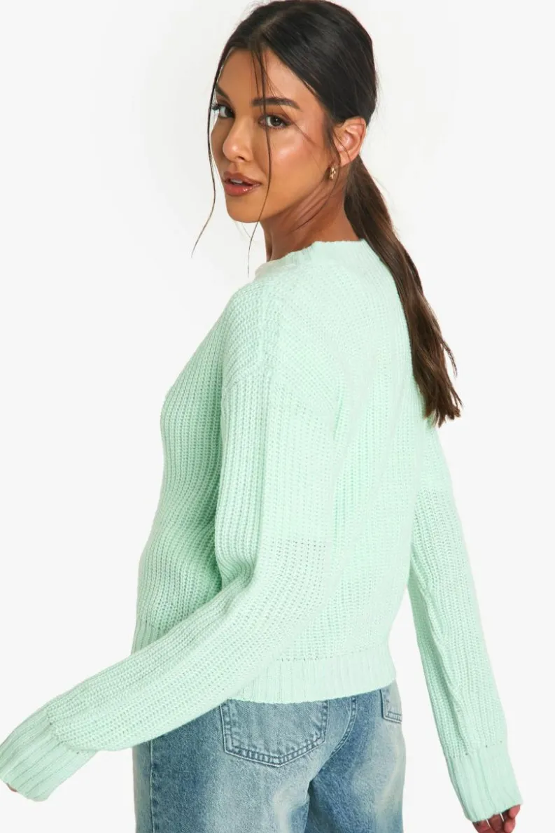 Cardigans|Knitwear*boohoo Basic Button Through Crop Cardigan mint