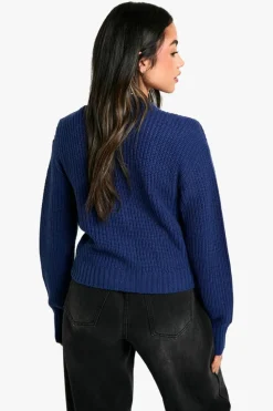 Cardigans|Up To 80% Off Winter Warmers*boohoo Basic Button Through Crop Cardigan navy