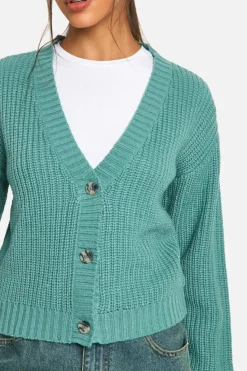Cardigans|Knitwear*boohoo Basic Button Through Crop Cardigan jade