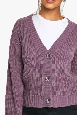 Cardigans|Jumpers & Cardigans*boohoo Basic Button Through Crop Cardigan purple