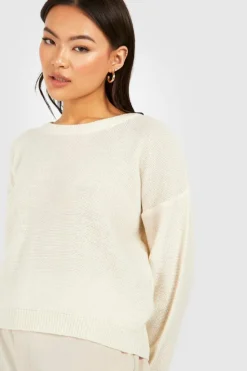 Jumpers*boohoo Basic Crew Neck Boxy Jumper cream