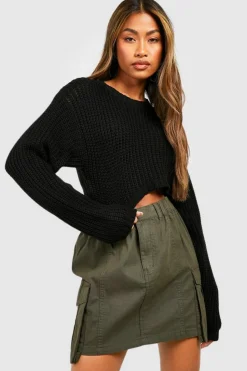 Jumpers|Jumpers & Cardigans*boohoo Basic Crew Neck Crop Jumper black