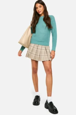 Jumpers|Up To 80% Off Winter Warmers*boohoo Basic Crew Neck Crop Jumper jade