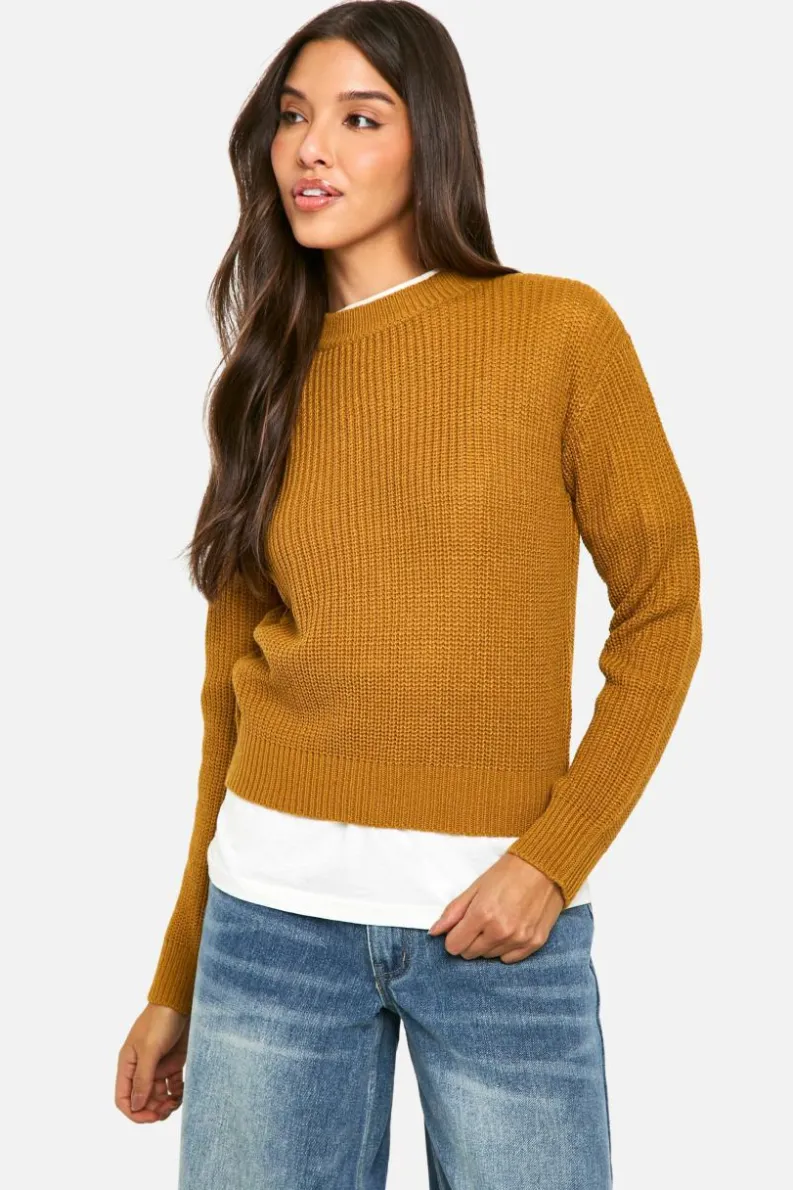 Jumpers|Up To 80% Off Winter Warmers*boohoo Basic Crew Neck Crop Jumper camel