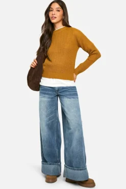Jumpers|Up To 80% Off Winter Warmers*boohoo Basic Crew Neck Crop Jumper camel