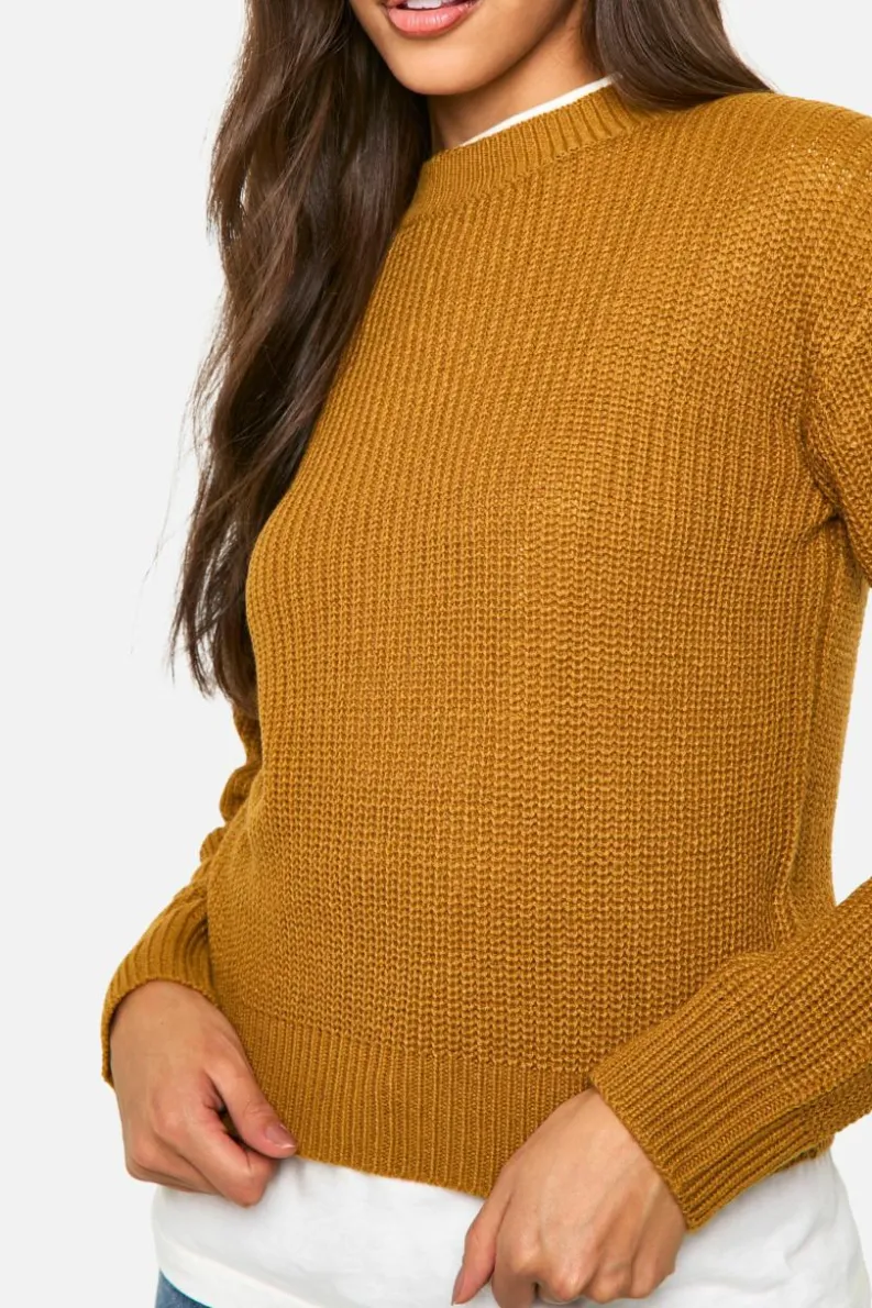 Jumpers|Up To 80% Off Winter Warmers*boohoo Basic Crew Neck Crop Jumper camel