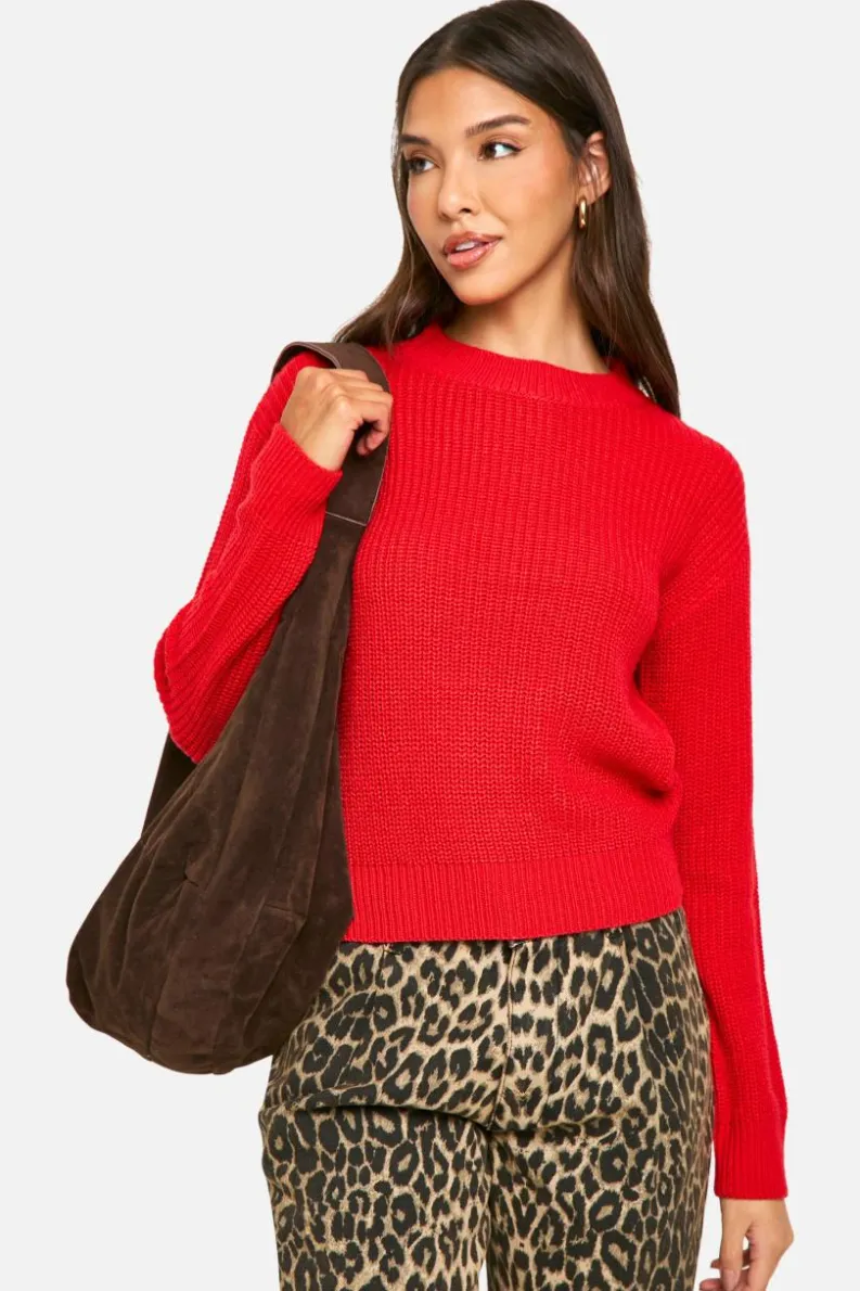 Jumpers|Jumpers & Cardigans*boohoo Basic Crew Neck Crop Jumper red