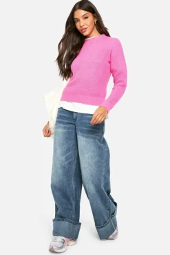 Jumpers|Up To 80% Off Winter Warmers*boohoo Basic Crew Neck Jumper pink