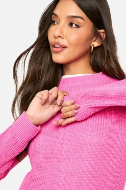 Jumpers|Up To 80% Off Winter Warmers*boohoo Basic Crew Neck Jumper pink