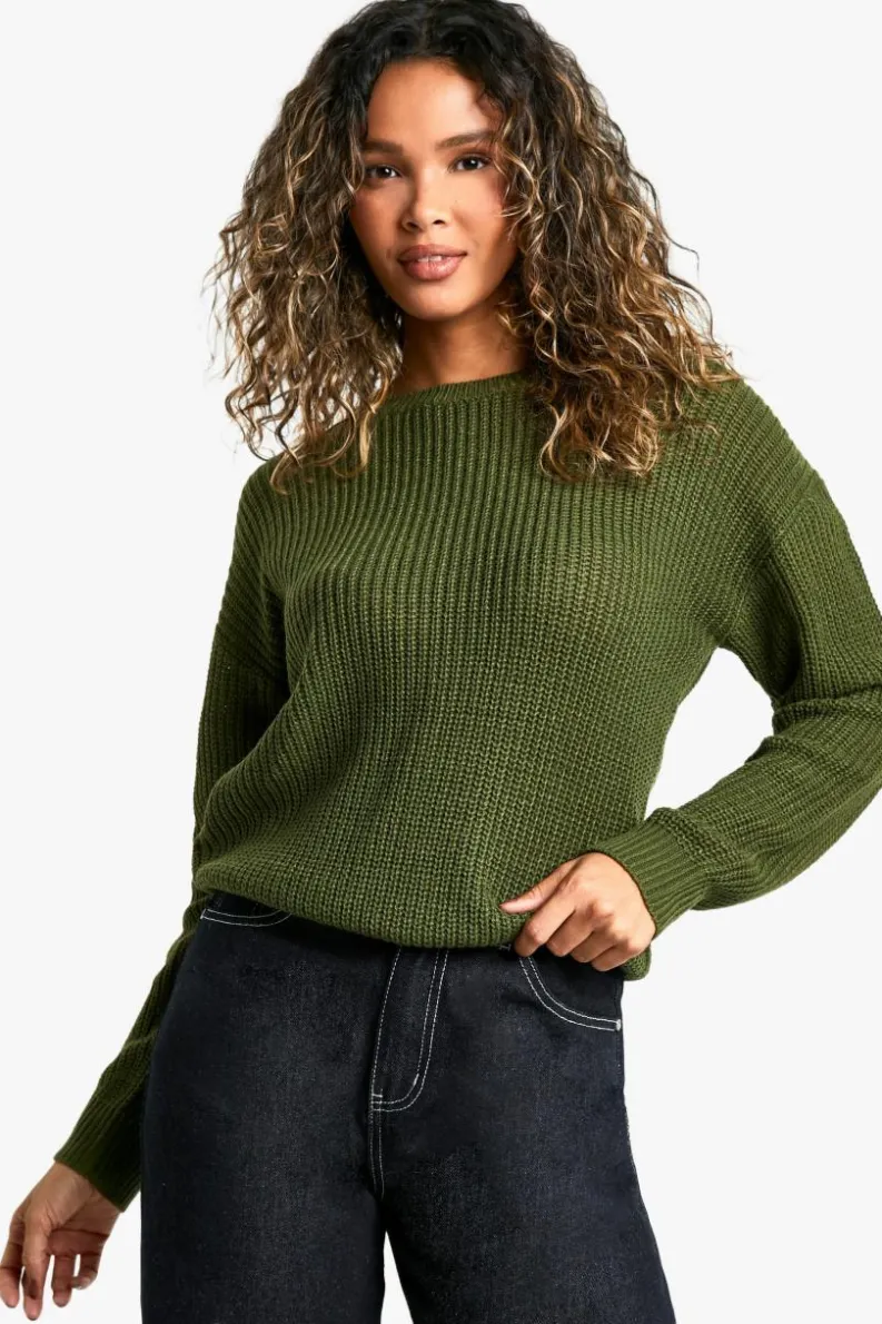 Jumpers*boohoo Basic Crew Neck Jumper forest