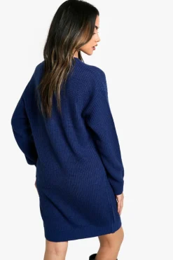 Mini Dresses|Jumper Dresses*boohoo Basic Crew Neck Jumper Dress navy