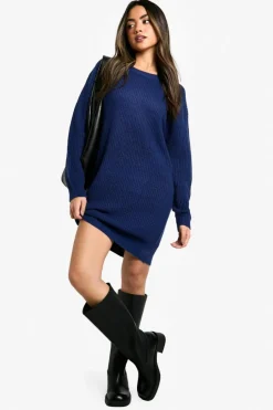 Mini Dresses|Jumper Dresses*boohoo Basic Crew Neck Jumper Dress navy