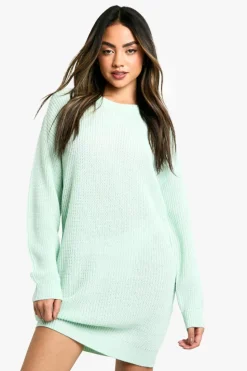 Mini Dresses|Jumper Dresses*boohoo Basic Crew Neck Jumper Dress mint