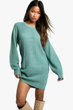 Jumper Dresses|Jumper Dresses*boohoo Basic Crew Neck Jumper Dress jade