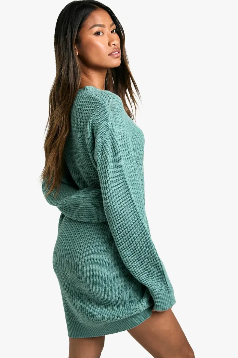 Jumper Dresses|Jumper Dresses*boohoo Basic Crew Neck Jumper Dress jade