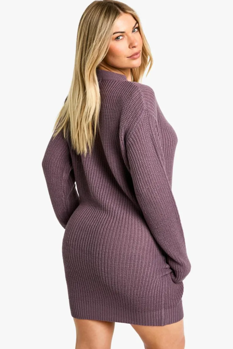 Jumper Dresses|Jumper Dresses*boohoo Basic Crew Neck Jumper Dress purple