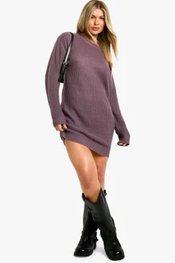 Jumper Dresses|Jumper Dresses*boohoo Basic Crew Neck Jumper Dress purple