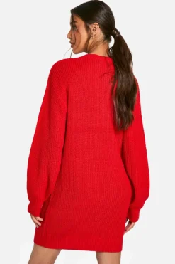 Jumper Dresses|Jumper Dresses*boohoo Basic Crew Neck Jumper Dress red