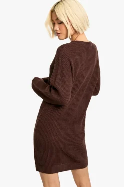 Jumper Dresses|Jumper Dresses*boohoo Basic Crew Neck Jumper Dress chocolate