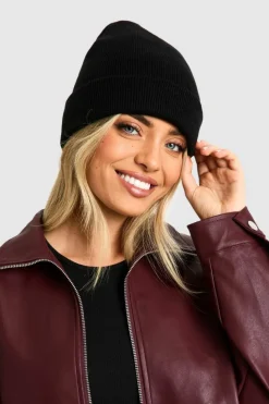 Hats & Gloves|Hats & Gloves*boohoo Basic Knitted Beanie black