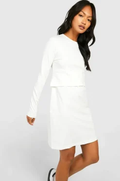 T-Shirt Dresses|Shirt Dresses*boohoo Basic Long Sleeve Crew Neck Oversized T-Shirt Dress stone