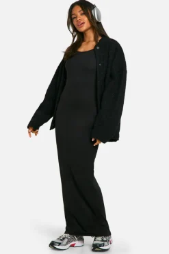 Maxi Dresses*boohoo Basic Long Sleeve Scoop Neck Maxi Dress black