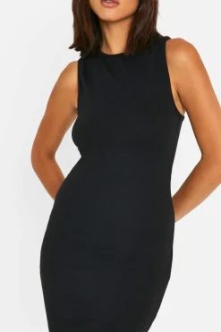 Bodycon Dresses|Maxi Dresses*boohoo Basic Rib Racer Midaxi Dress black