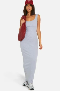 Bodycon Dresses*boohoo Basic Rib Scoop Maxi Dress grey marl