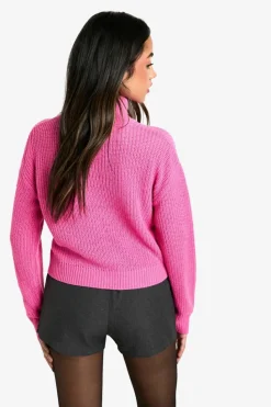 Jumpers|Jumpers & Cardigans*boohoo Basic Roll Neck Crop Jumper pink