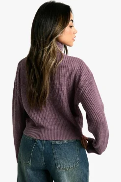 Jumpers|Jumpers & Cardigans*boohoo Basic Roll Neck Crop Jumper purple