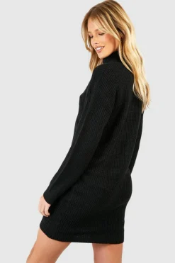 Jumper Dresses|Jumper Dresses*boohoo Basic Roll Neck Jumper Dress black