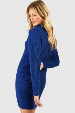 Jumper Dresses|Jumper Dresses*boohoo Basic Roll Neck Jumper Dress navy