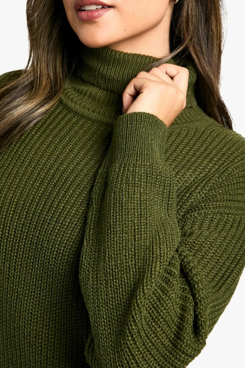 Jumper Dresses|Jumper Dresses*boohoo Basic Roll Neck Jumper Dress forest