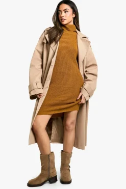 Mini Dresses|Jumper Dresses*boohoo Basic Roll Neck Jumper Dress camel