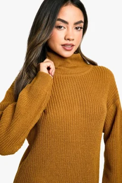 Mini Dresses|Jumper Dresses*boohoo Basic Roll Neck Jumper Dress camel