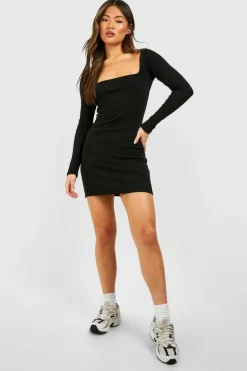 Bodycon Dresses|Boohoo Basics*boohoo Basic Sqaure Neck Mini Dress black