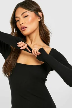 Bodycon Dresses|Boohoo Basics*boohoo Basic Sqaure Neck Mini Dress black