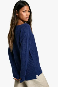 Jumpers|Jumpers & Cardigans*boohoo Basic V Neck Jumper navy