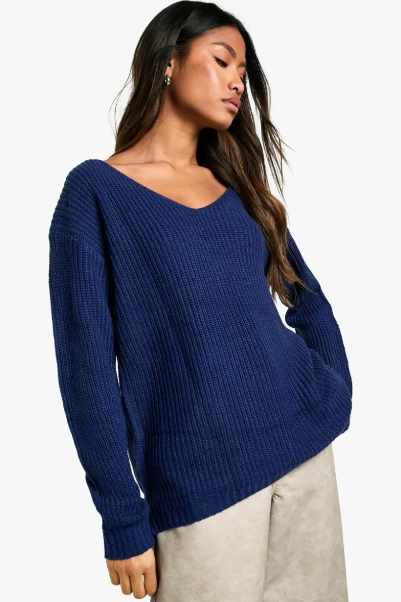 Jumpers|Jumpers & Cardigans*boohoo Basic V Neck Jumper navy