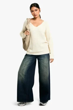Jumpers|Jumpers & Cardigans*boohoo Basic V Neck Jumper stone