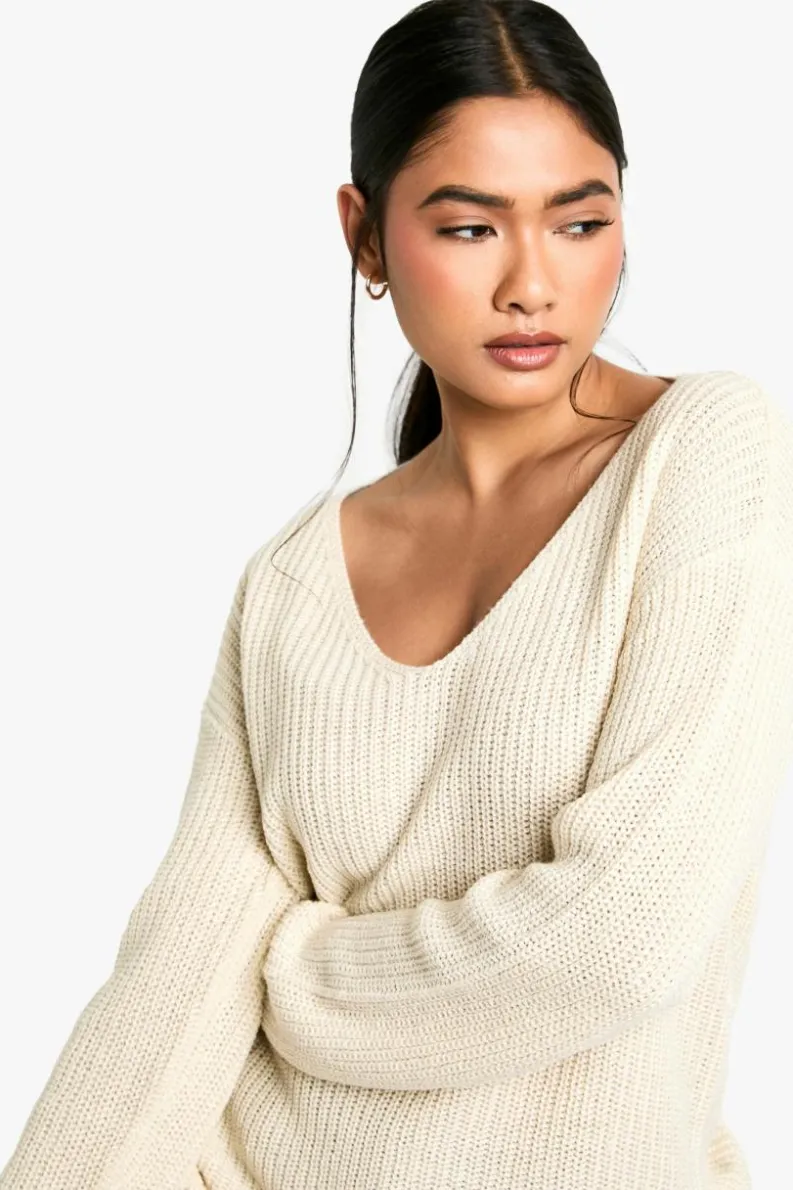 Jumpers|Jumpers & Cardigans*boohoo Basic V Neck Jumper stone
