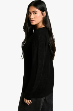 Jumpers*boohoo Basic V Neck Jumper black