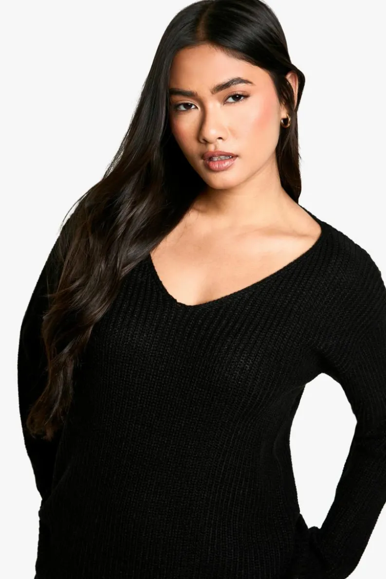 Jumpers*boohoo Basic V Neck Jumper black
