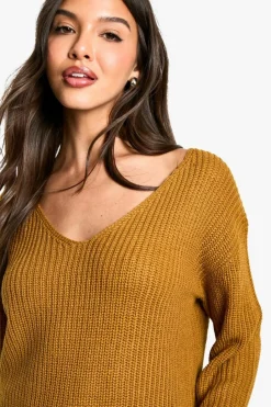 Jumpers*boohoo Basic V Neck Jumper camel