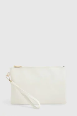 Handbags|Clutch Bags*boohoo Basic Zip Top Clutch Bag white